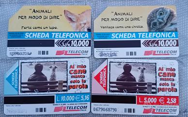 Quattro tessete telefoniche animali