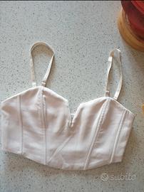 Corpetto corsetto top corto beige chiaro xs