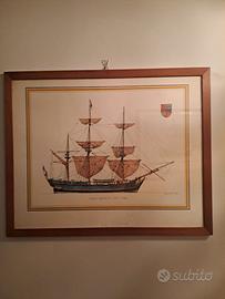 Quadro stampa vintage veliero