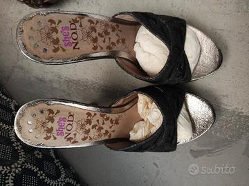 ciabatte alte da mare con tacco alto in sughero