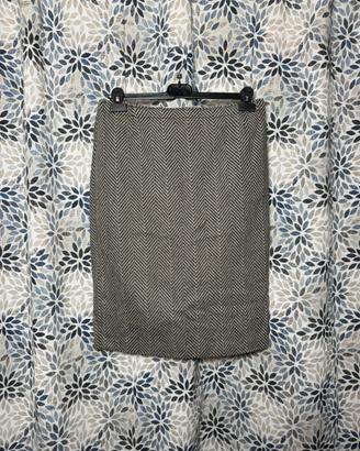 Gonna midi tweed spigato grigia donna