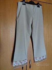 pinocchietto donna tg 50 con frangia di perline