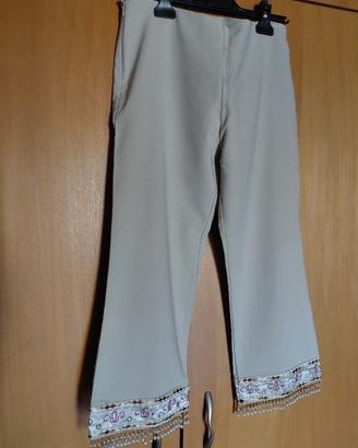 pinocchietto donna tg 50 con frangia di perline
