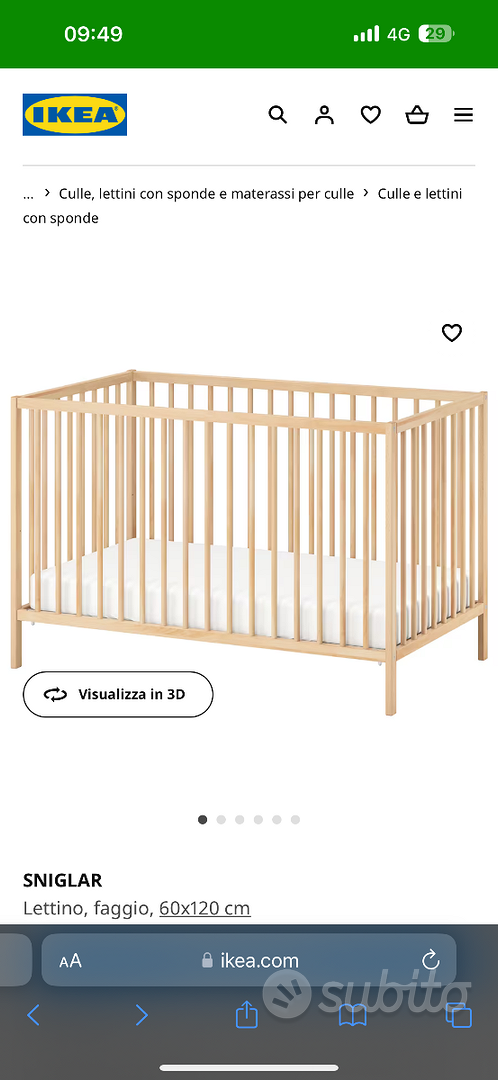 Lettino e materasso in schiuma 60x120 Ikea neonato - Tutto per i bambini In  vendita a Monza e della Brianza