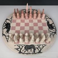 Scacchiera in pietra saponaria del Kenya