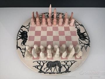 Scacchiera in pietra saponaria del Kenya