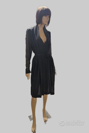 Abito longuette donna in seta nero