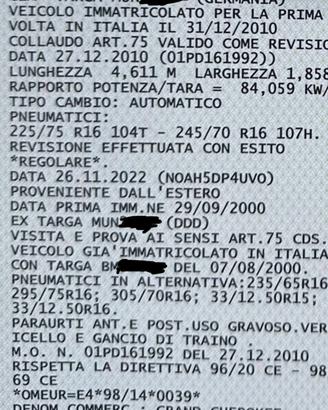 Jeep WJ 4.7 v8 con omologazioni