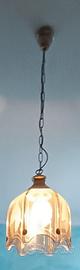 LAMPADARIO SOSPESO VETRO TRASPARENTE BEIGE E ORO