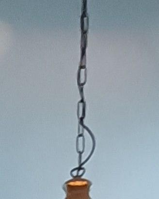 LAMPADARIO SOSPESO VETRO TRASPARENTE BEIGE E ORO