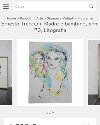 Treccani Ernesto litografia "madre con bambino"