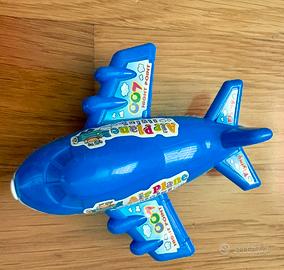 Aeroplano blu giocattolo lungo 10 cm