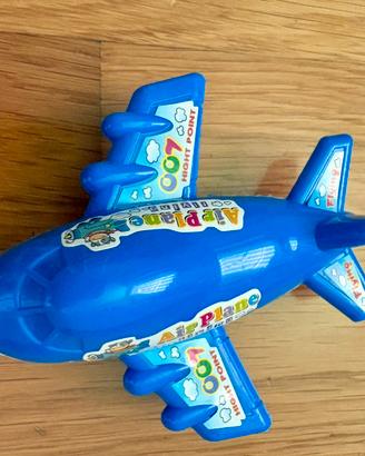 Aeroplano blu giocattolo lungo 10 cm