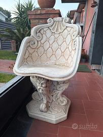 Sedia ornamentale in cemento x esterno e tavolo