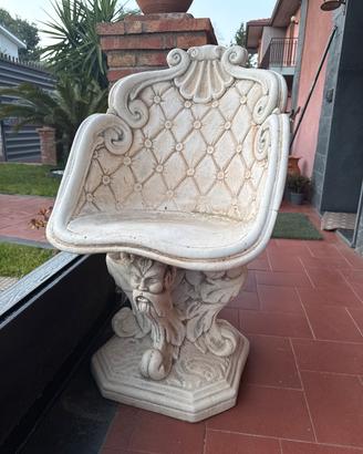 Sedia ornamentale in cemento x esterno e tavolo