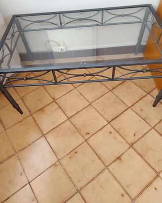 tavolino vetro e ferro battuto 