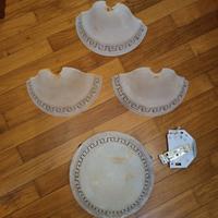 Plafoniera + 3 applique in vetro motivi geometrici