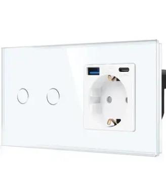 Interruttore luce in vetro CNBINGO e presa USB