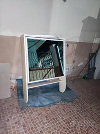 Pensile da Bagno Bianco con Specchio, Faretti