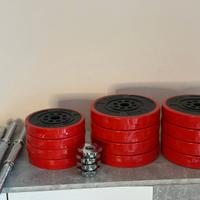 Set 2 in 1 bilanciere e manubri 30kg Metallo