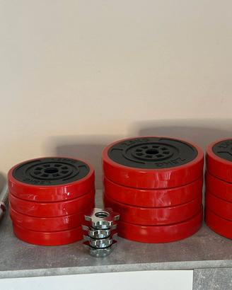 Set 2 in 1 bilanciere e manubri 30kg Metallo