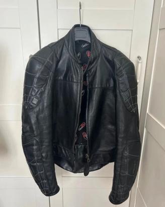 Giacca Gaman vintage in pelle nera – biker/moto