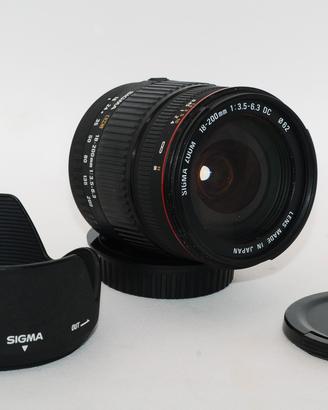 obiettivo Canon 18-200mm sigma zoom DC AF f3.5 6.3