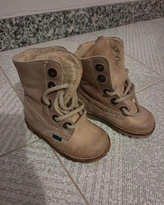 Stivaletto bimba in pelle beige KICKERS