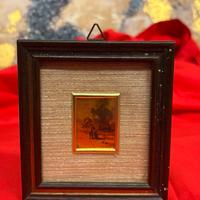 Quadretto vintage lavorato a mano su foglia d’oro