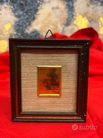 Quadretto vintage lavorato a mano su foglia d’oro