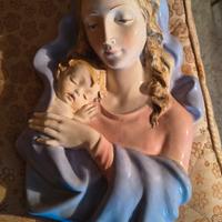 Quadro ceramica Madonna con bambino 