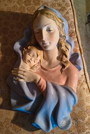 Quadro ceramica Madonna con bambino 