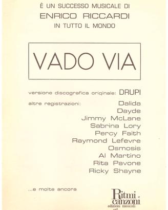 Spartito di Drupi - Vado via