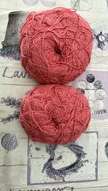 2 Gomitoli maxi di cotone rosso corallo