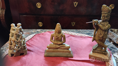 Tris sculture orientali e indiani