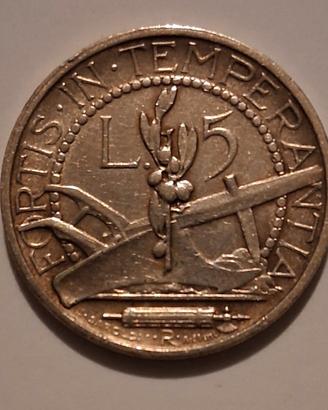 5 Lire  Repubblica di San Marino 1937 argento 835