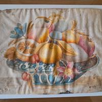 Antica natura morta su pergamena 1700 piemontese