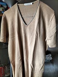 Maglia mezza stagione maglina beige scollo a V