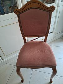 2 Sedie imbottite in velluto rosa.Anni 70/80.