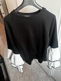 Felpa Dixie nera maniche a balze Tg. S