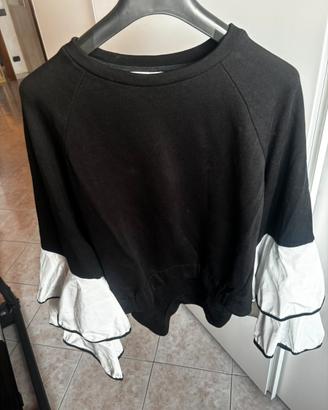 Felpa Dixie nera maniche a balze Tg. S