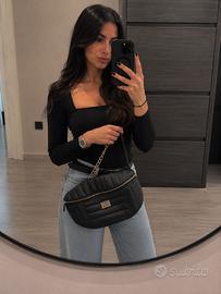 Borsa a tracolla nera trapuntata