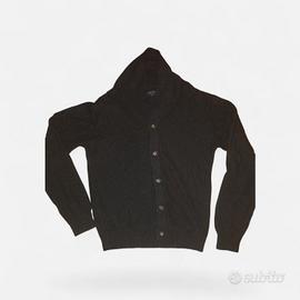 Cardigan nero calliope con collo a scialle.
