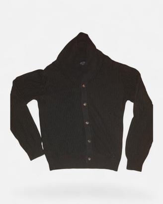 Cardigan nero calliope con collo a scialle.