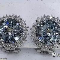 ORECCHINI ORO 18kt. CON DIAMANTI ED ACQUAMARINE