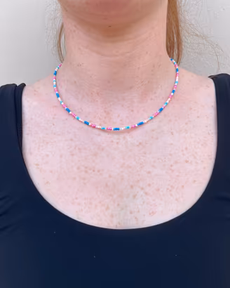 Collana girocollo artigianale perline multicolor
