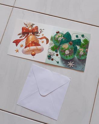 Biglietto Natale Diamond Painting Fiocco Verde