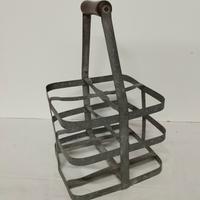 Cestino portabottiglie 4 posti in ferro inizio 900