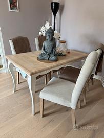 Tavolo da pranzo in legno con 6 sedute shabby chic