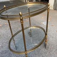 Elegante carrellino bar vintage in ottone e vetro